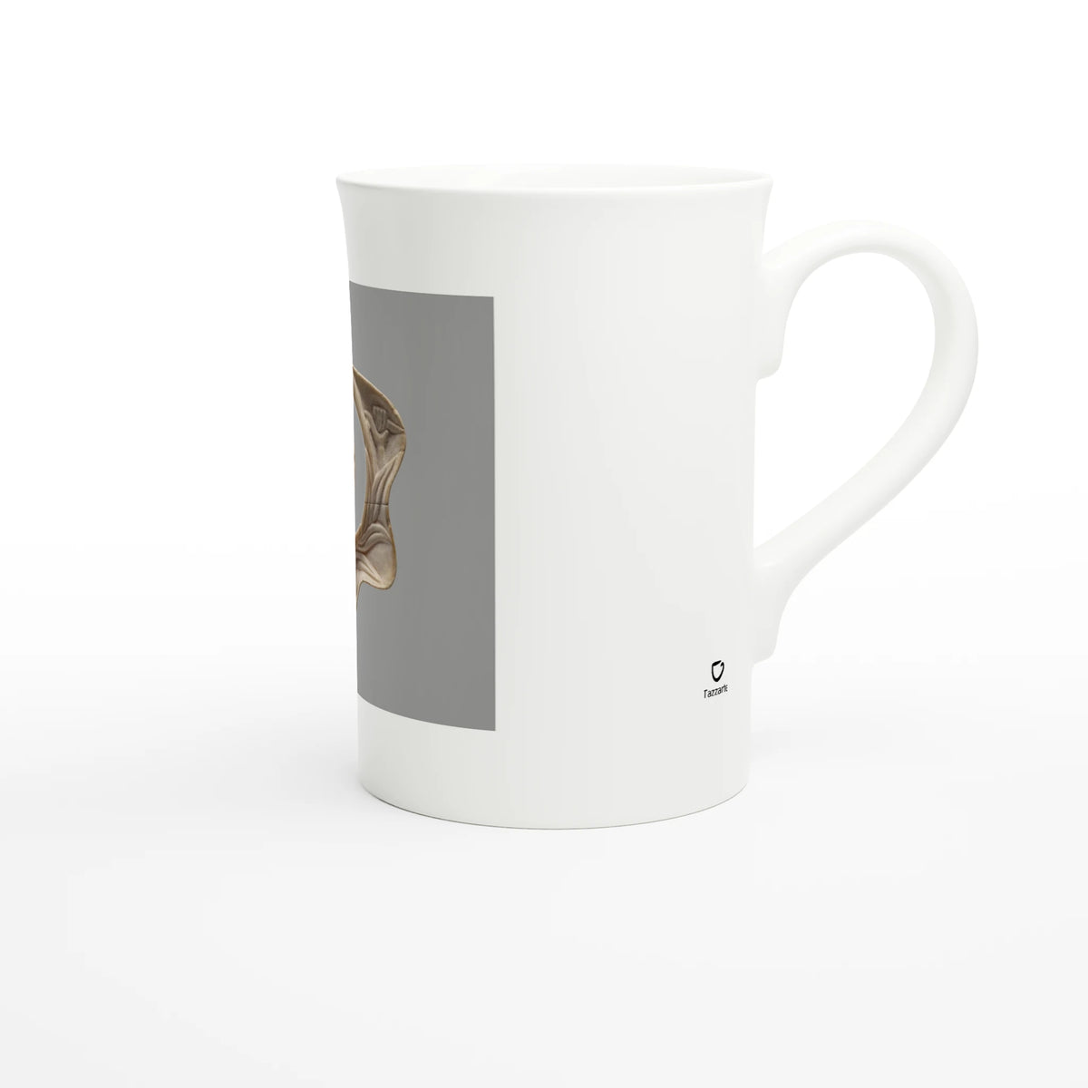 Feathered serpent pendant, Mexica – porcelain art mug, opposite side view with the handle