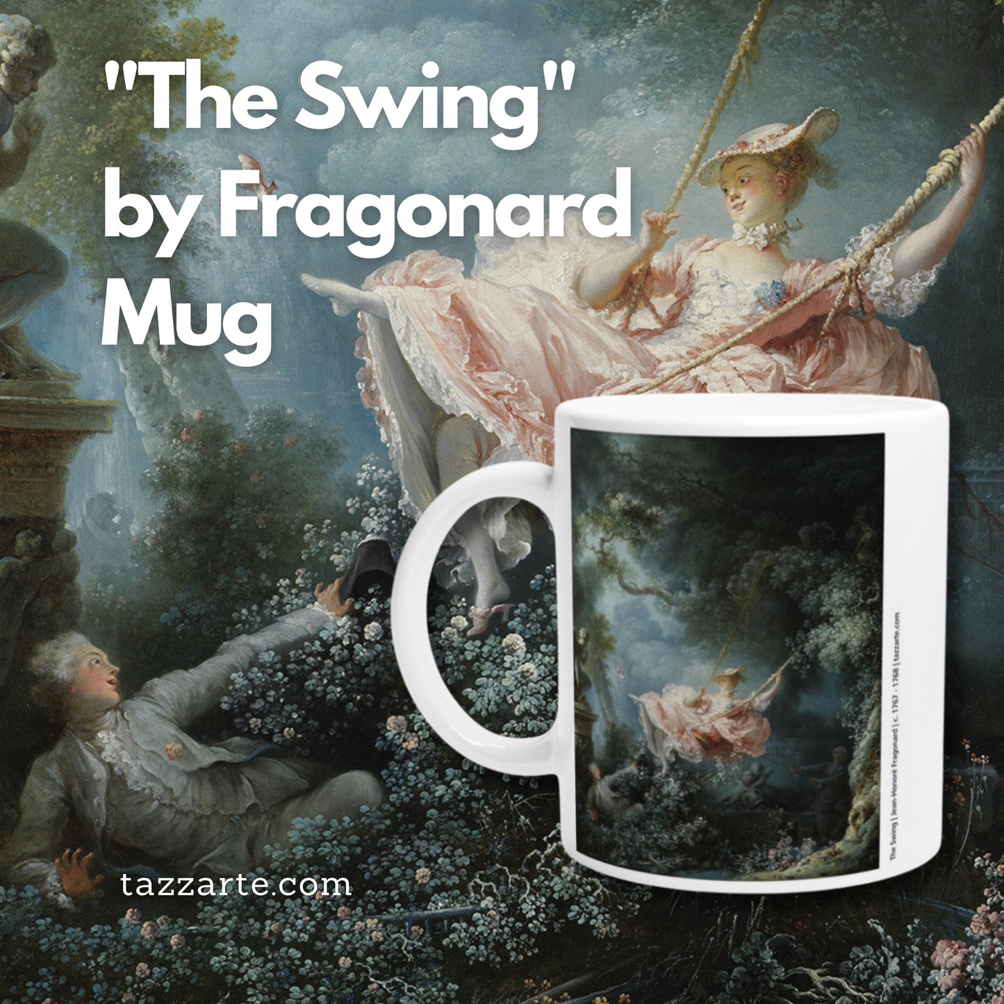 "The Swing" by Fragonard Mug, Charming Rococo Art Design Ceramic Cup, Perfect Gift for Art Lovers or Creative Friends