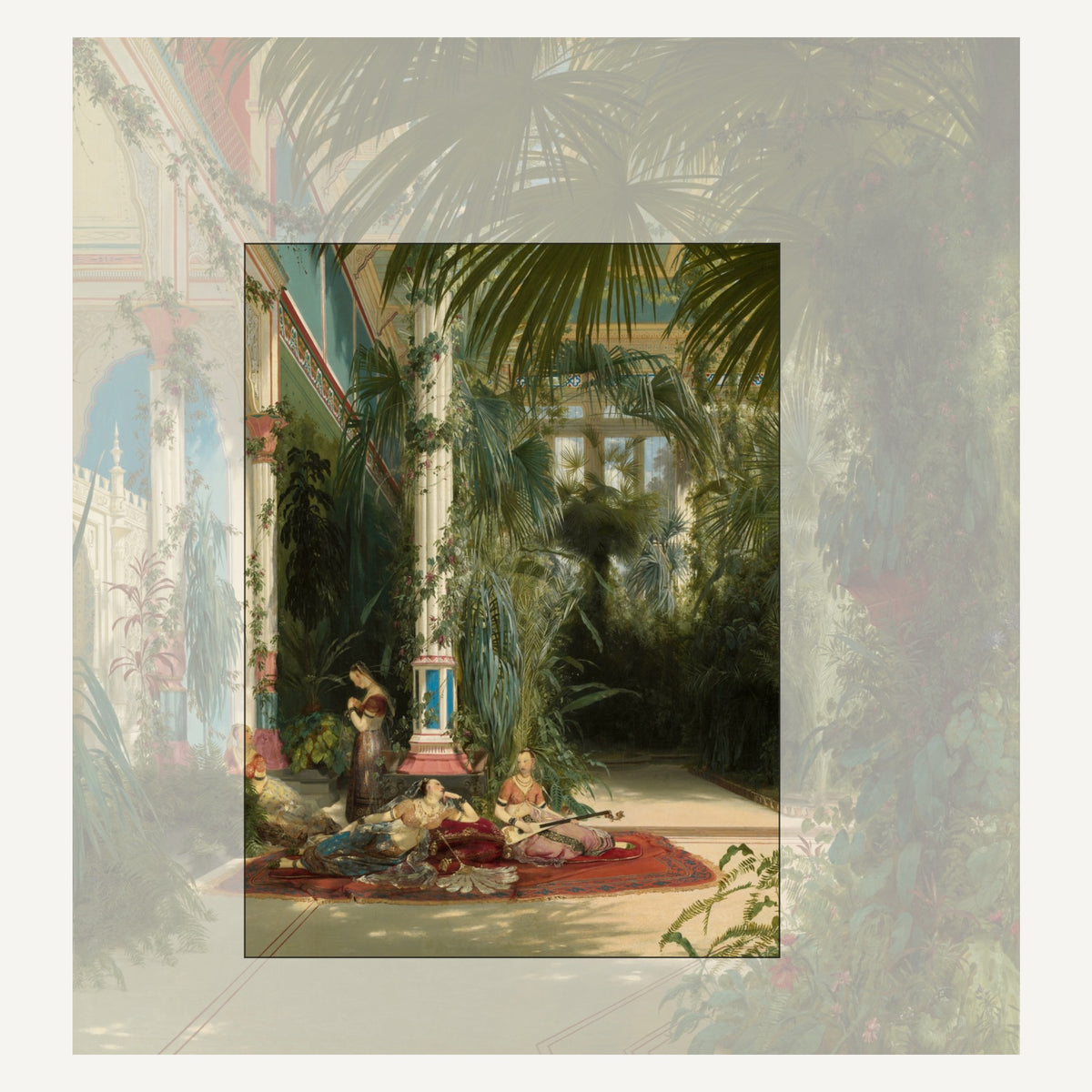 Carl Blechen, The Interior of the Palm House on the Pfaueninsel, 1834 – the complete canvas at the Art Institute of Chicago (1996.388); the marked section is the one carried on the mug