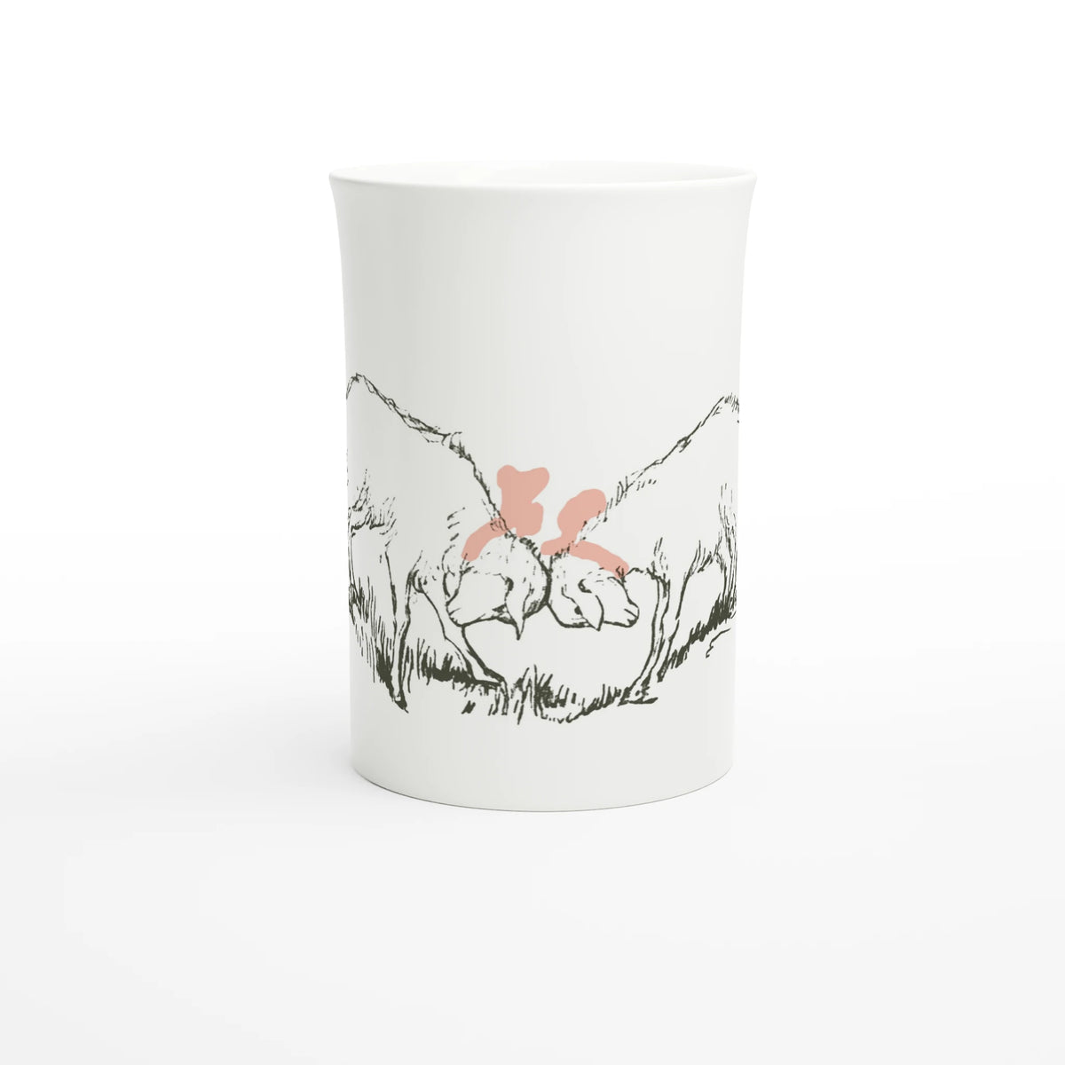 Jessie Willcox Smith, Two Goats with Pink Bows, 1922 – 10 oz fine porcelain art mug, front view