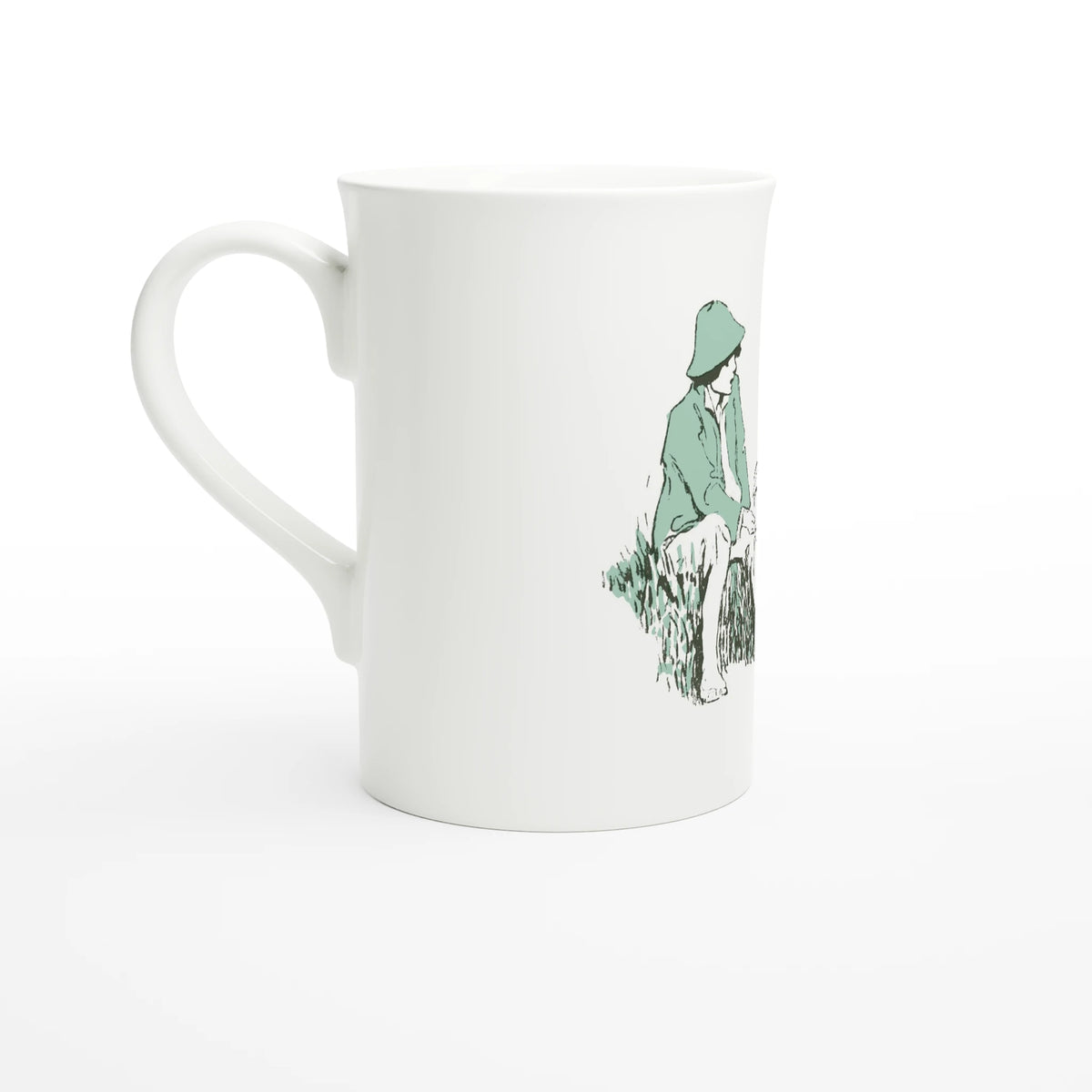 Heidi with a Goat – porcelain art mug seen from the side, handle on the right