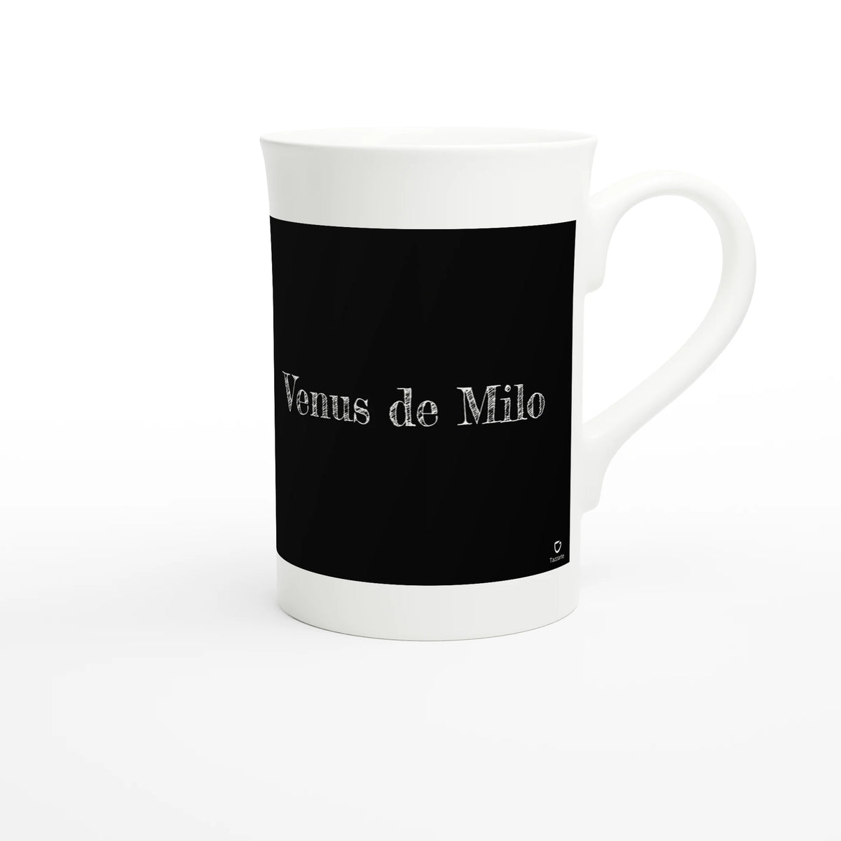 Venus de Milo, c. 130 BCE – Tazzarte fine porcelain mug, handle at right with the lettering and the Tazzarte mark