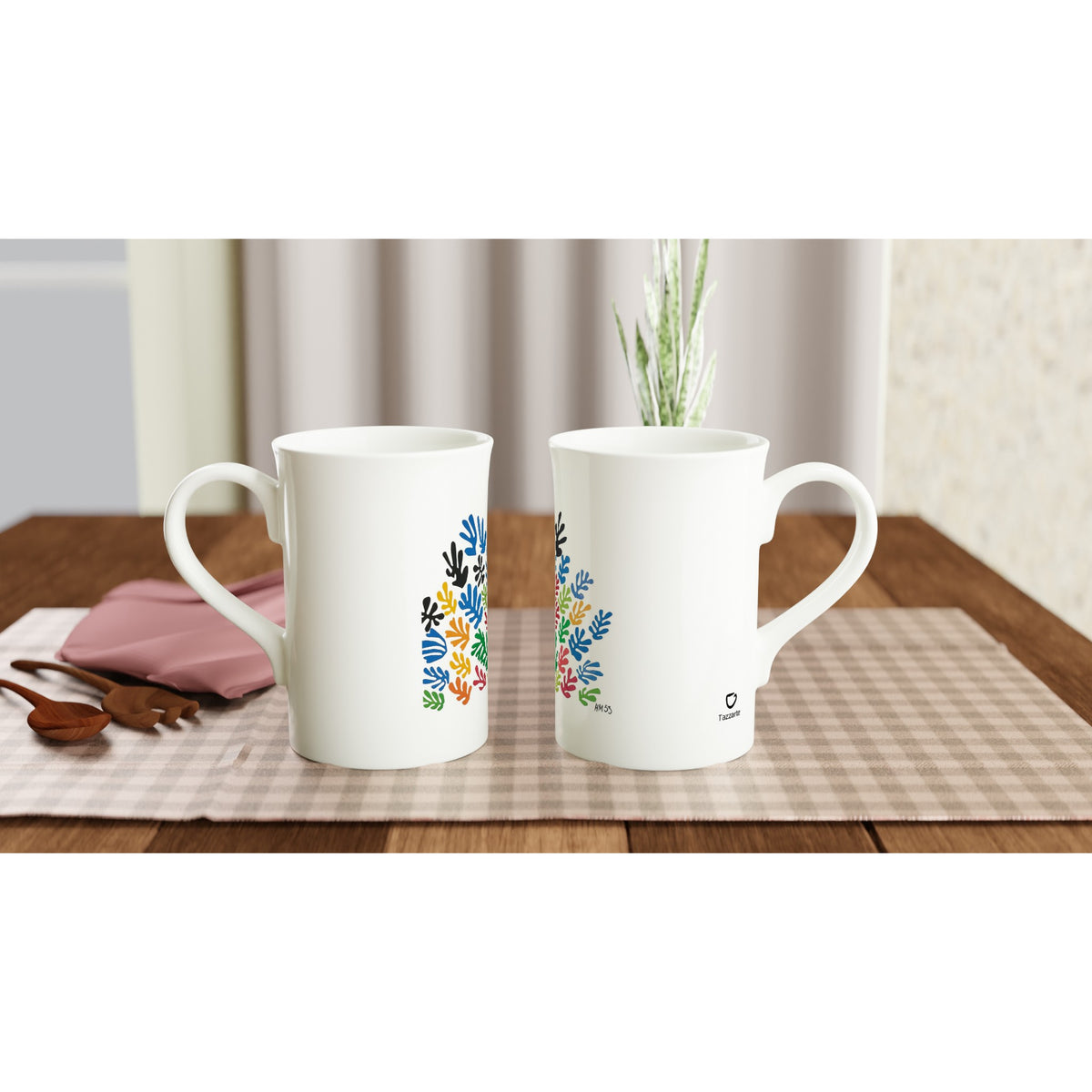 Henri Matisse – La Gerbe, 1953 – two Tazzarte fine porcelain mugs in a table setting
