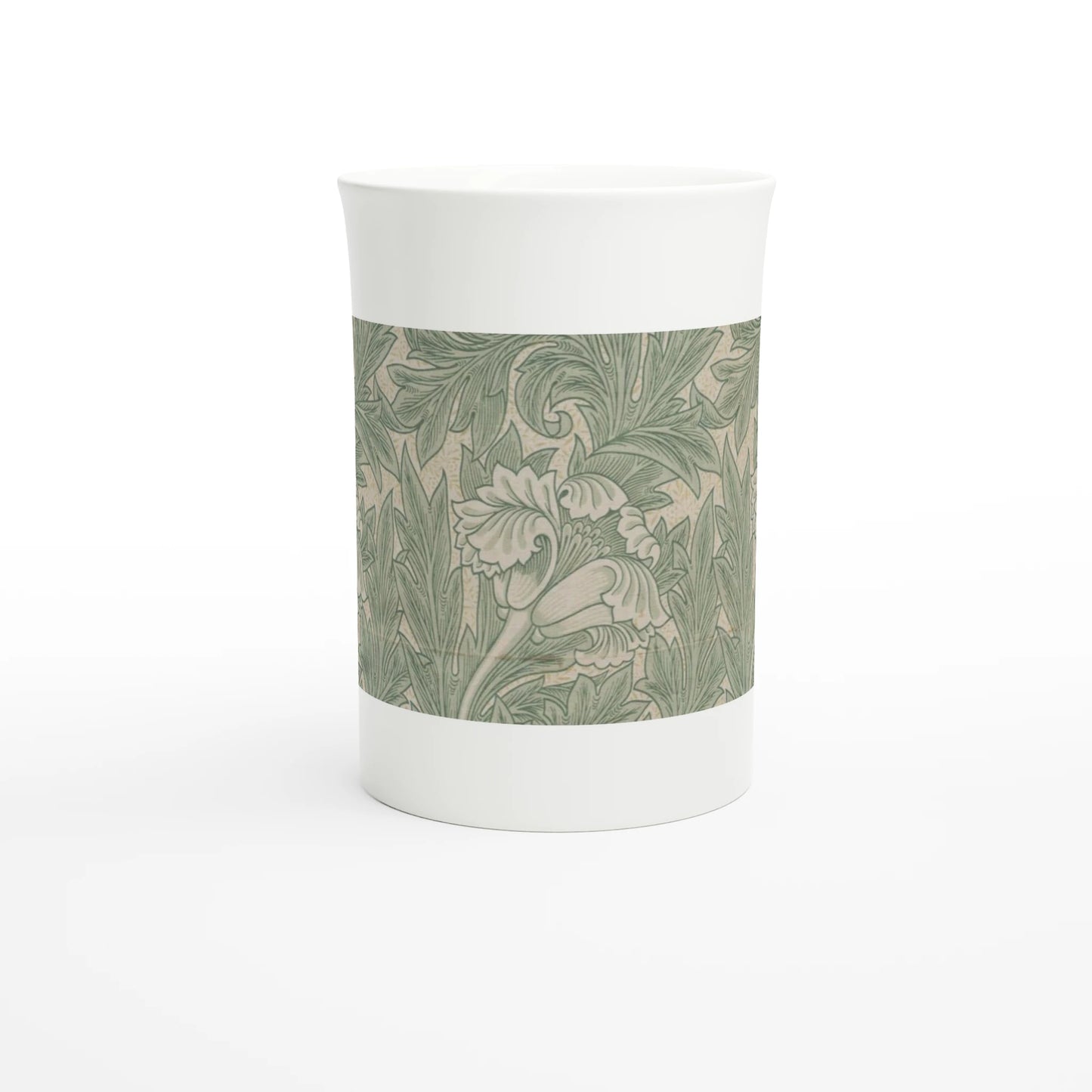 William Morris – Tulip, 1875 – Tazzarte fine porcelain mug, front view with one whole tulip centred