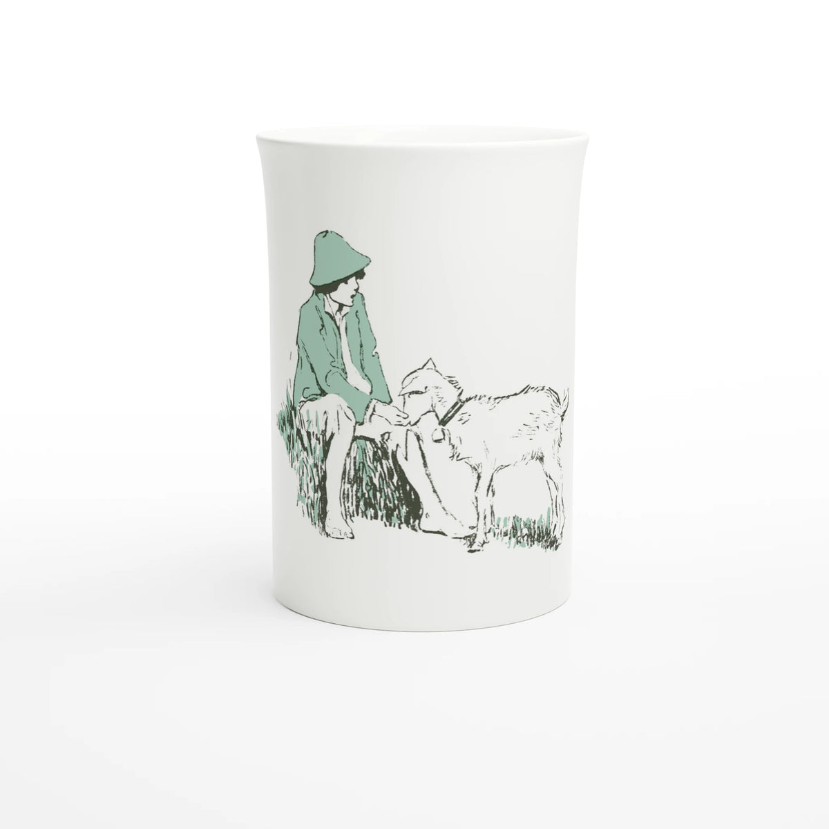 Jessie Willcox Smith, Heidi with a Goat, 1922 – 10 oz fine porcelain art mug, front view
