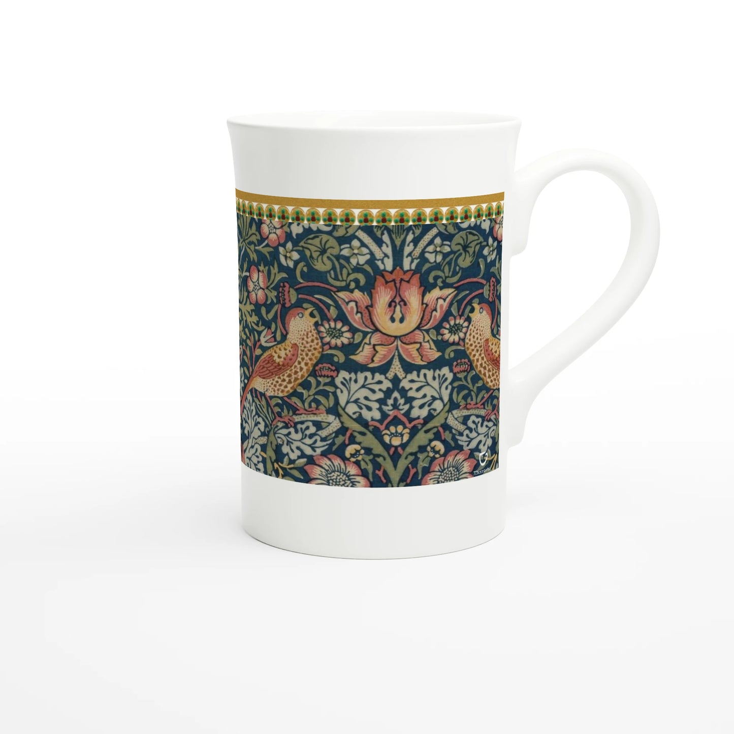 William Morris – Strawberry Thief, 1883 – Tazzarte fine porcelain mug, handle at right with the Tazzarte mark
