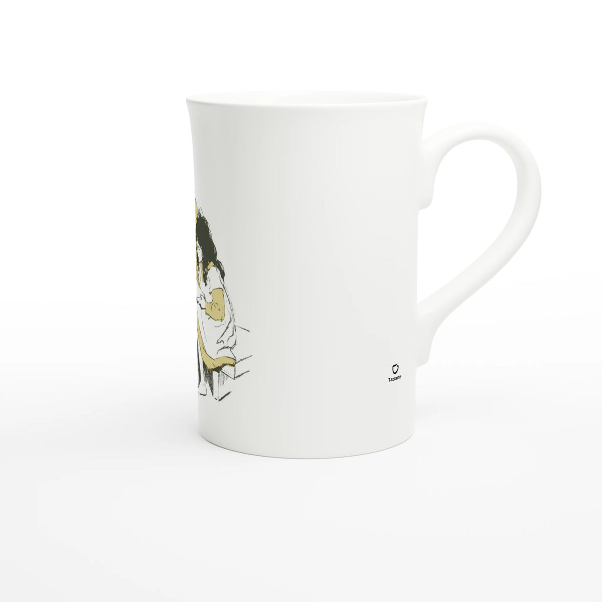 Heidi and Grandfather – porcelain art mug seen from the side, handle on the right