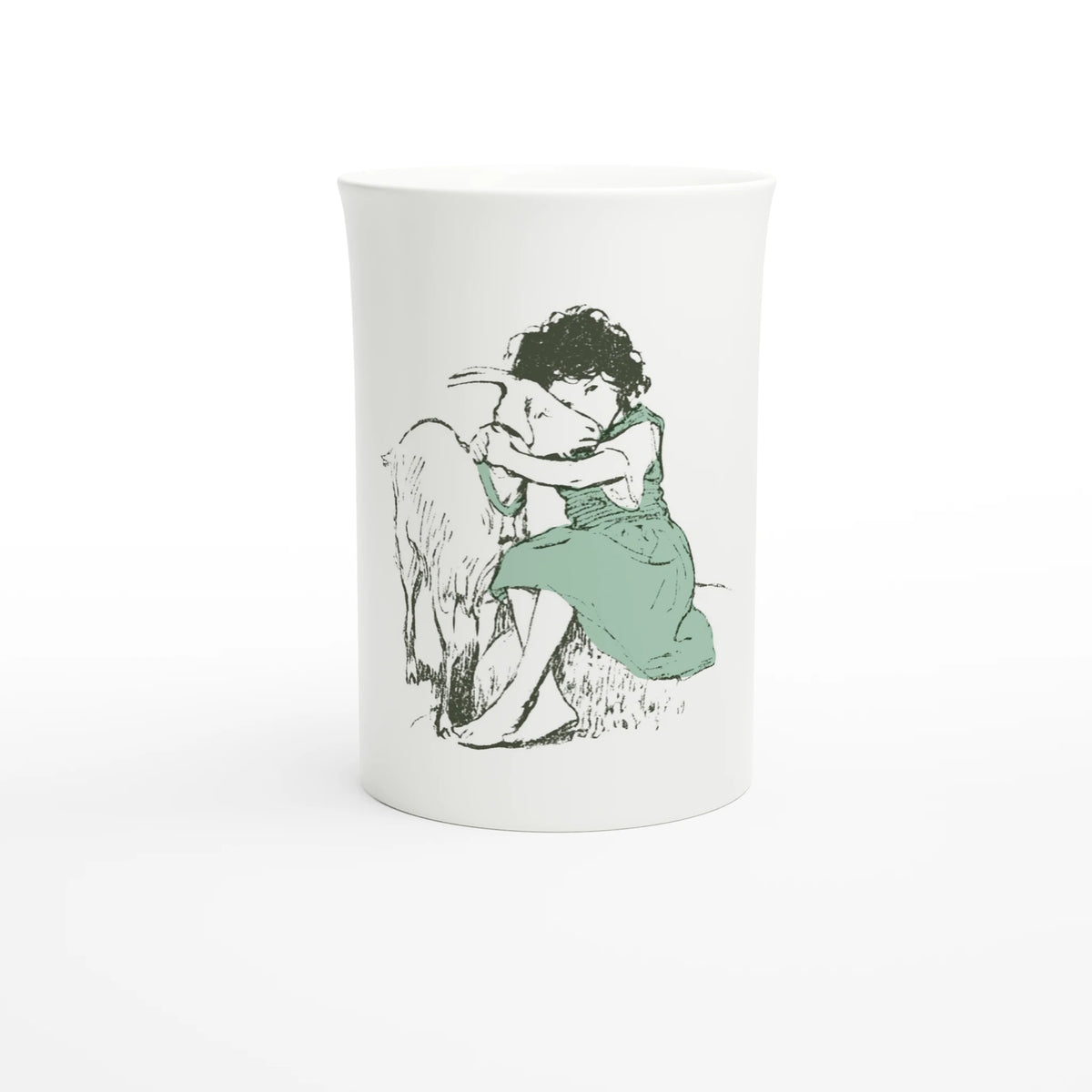 Jessie Willcox Smith, Heidi Hugging a Goat, 1922 – 10 oz fine porcelain art mug, front view