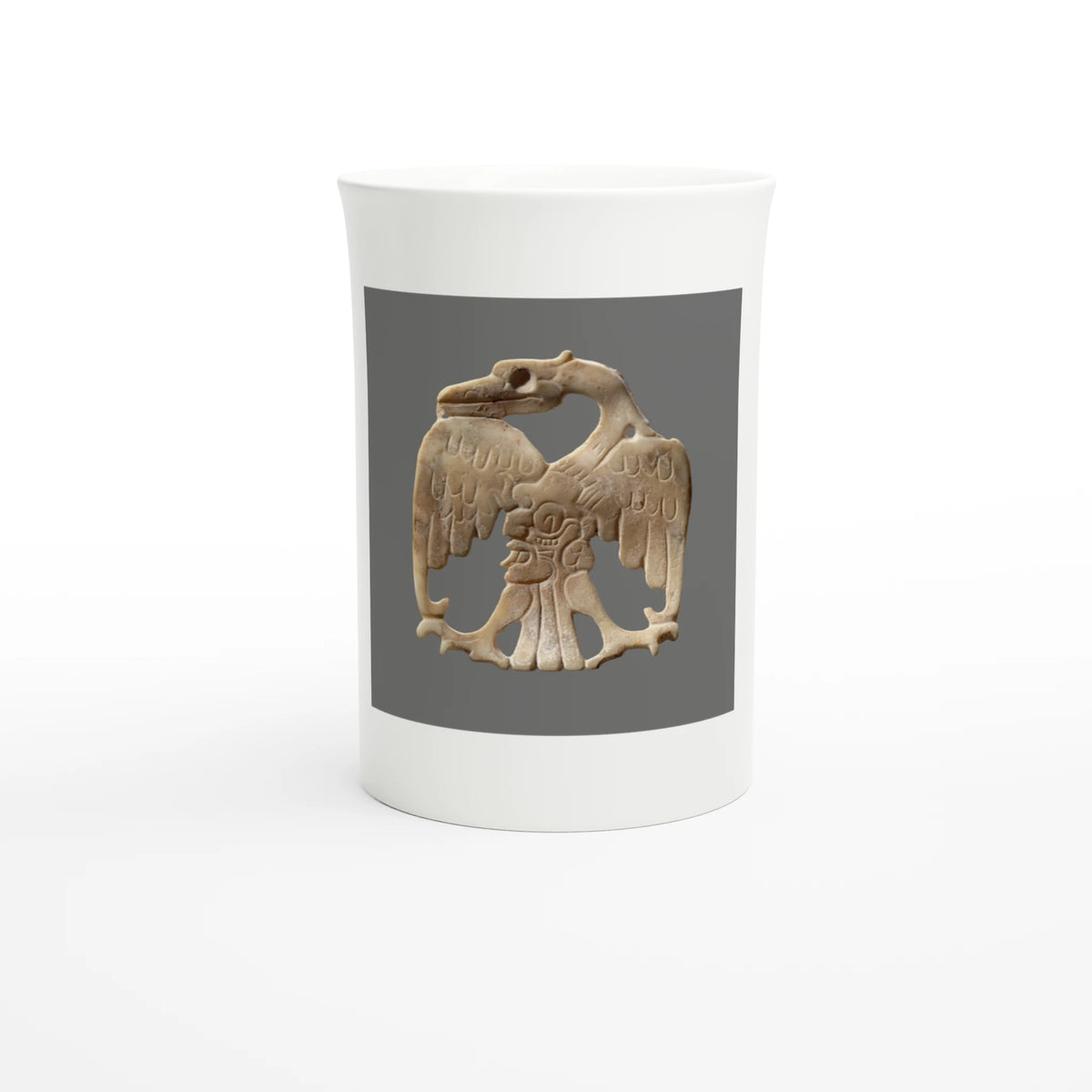 Maya bird ornament, 600–800 CE – 10 oz fine porcelain art mug, front view
