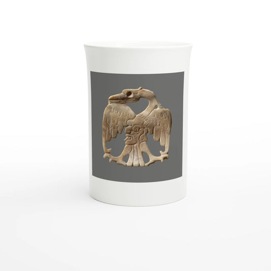 Maya bird ornament, 600–800 CE – 10 oz fine porcelain art mug, front view