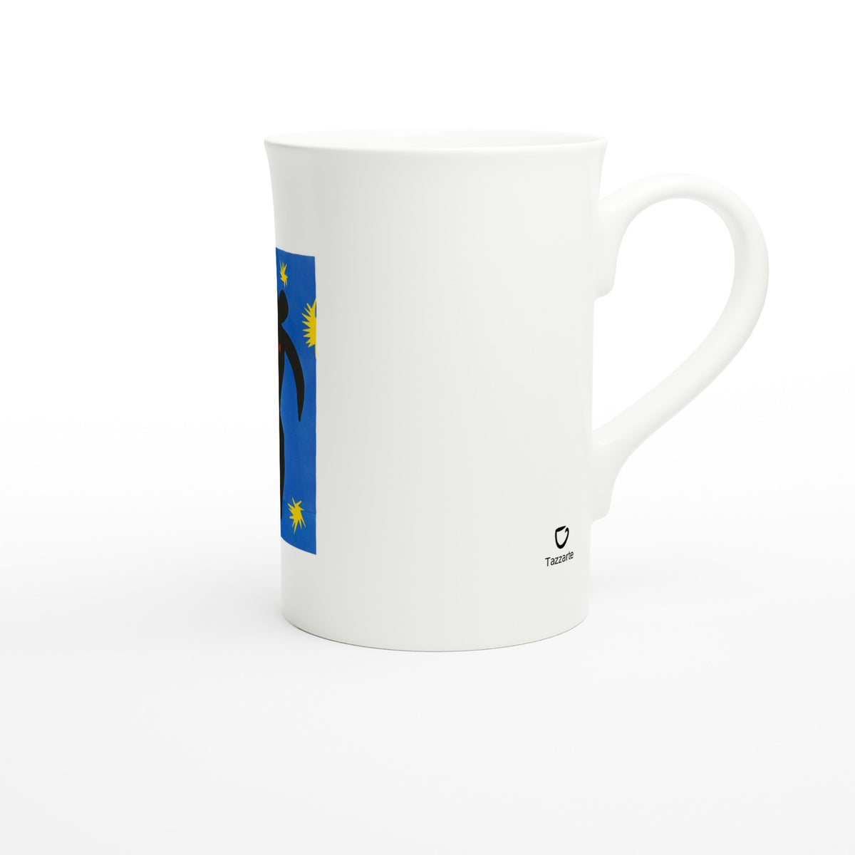 Tazzarte fine porcelain mug, right view with the Tazzarte mark beside the handle