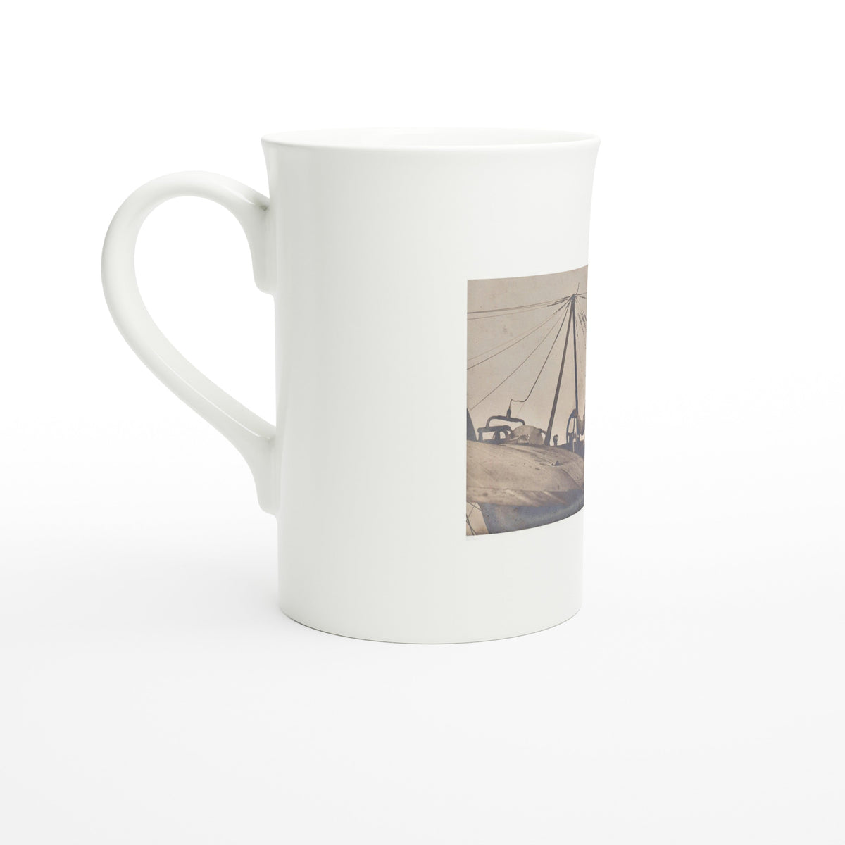 Melli Beese on a Rumpler Taube, Johannisthal 1911 – Tazzarte fine porcelain mug, left view