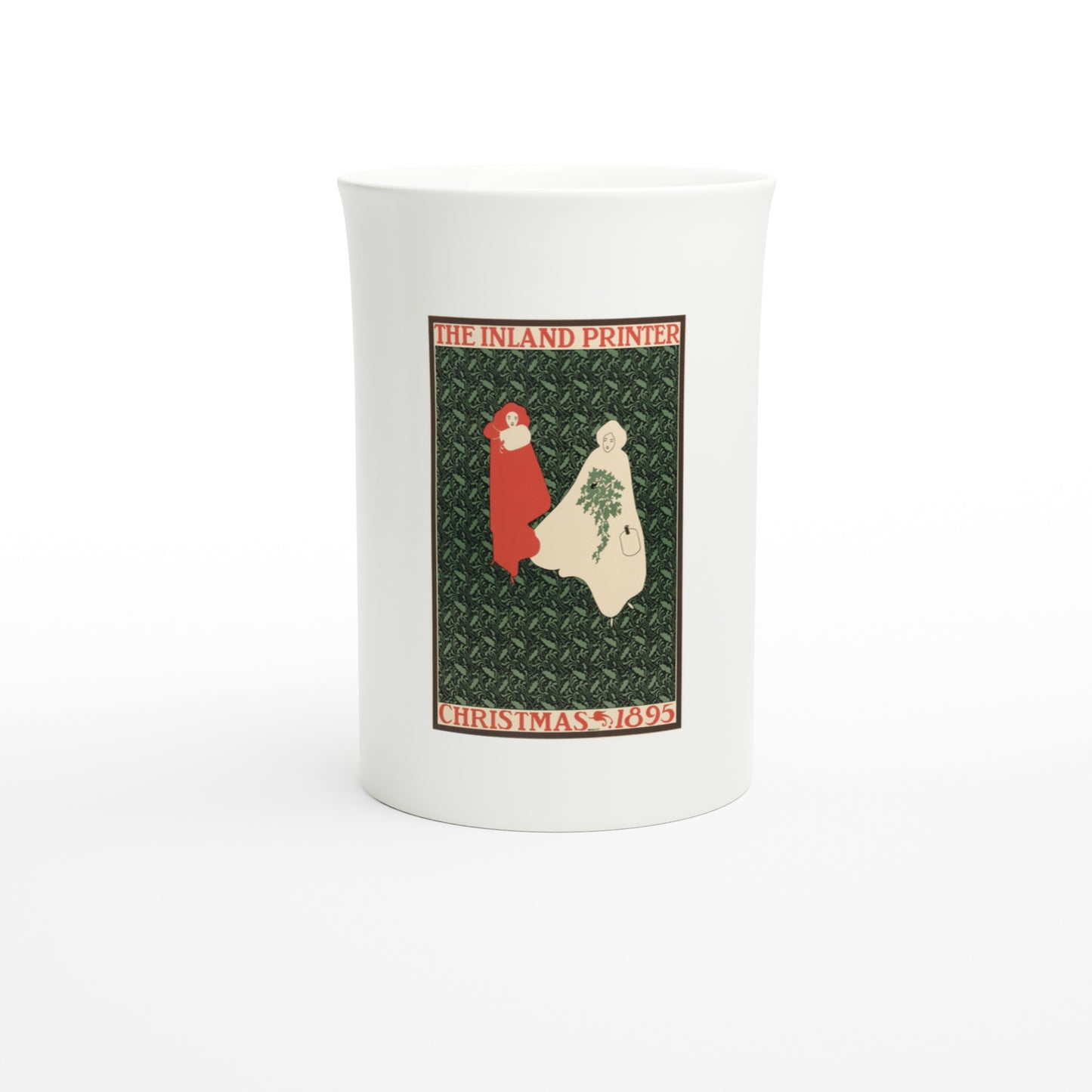 William H. Bradley – Christmas 1895, The Inland Printer – Tazzarte fine porcelain mug, front view