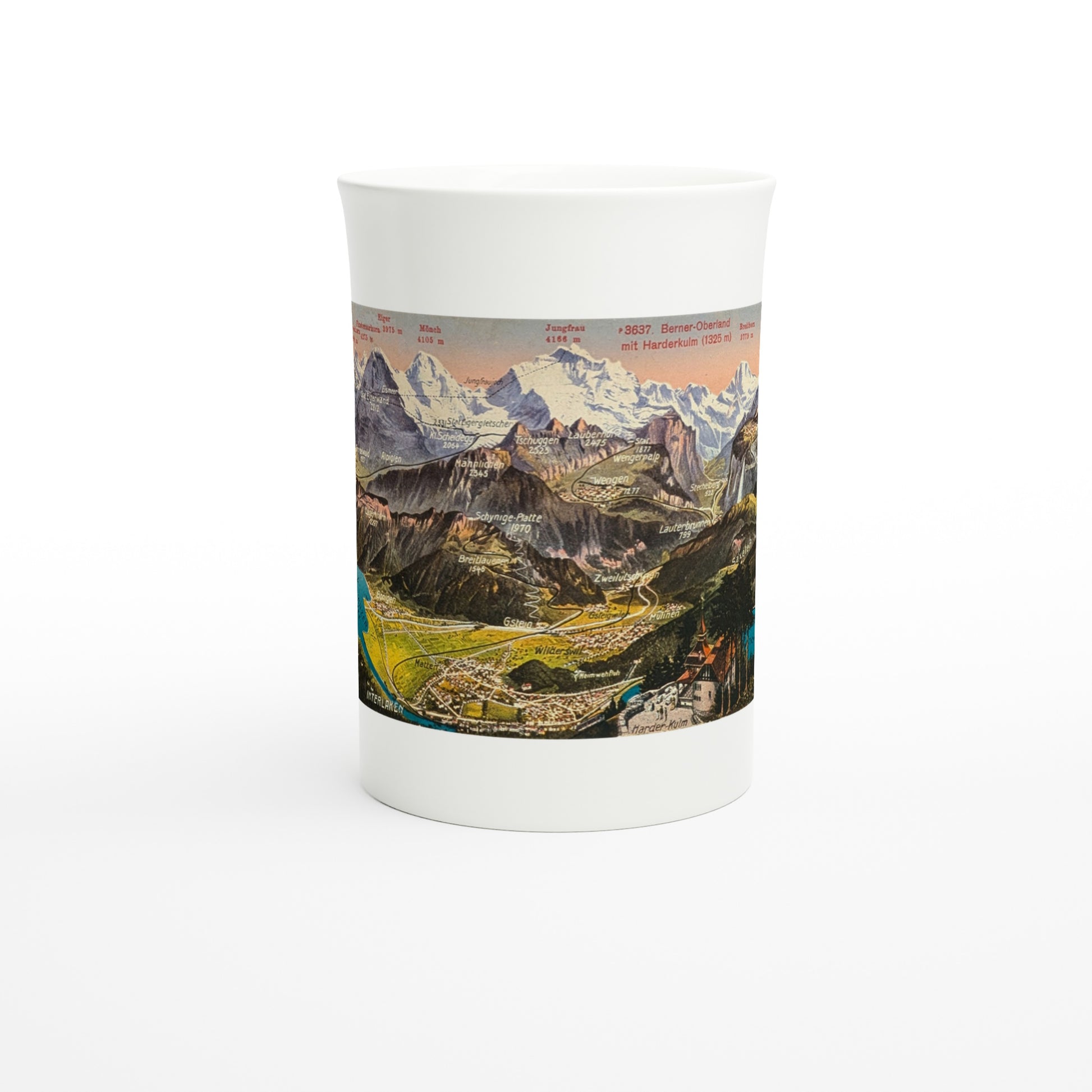 Harder Kulm panorama, Bernese Oberland 1918 – Tazzarte fine porcelain mug, front view