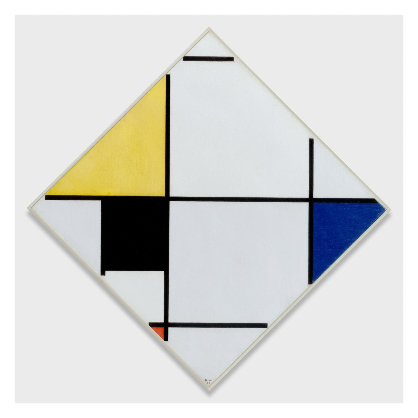 Piet Mondrian, Lozenge Composition with Yellow, Black, Blue, Red, and Gray, 1921 – the painting as photographed at the Art Institute of Chicago (1957.307), the source for this mug