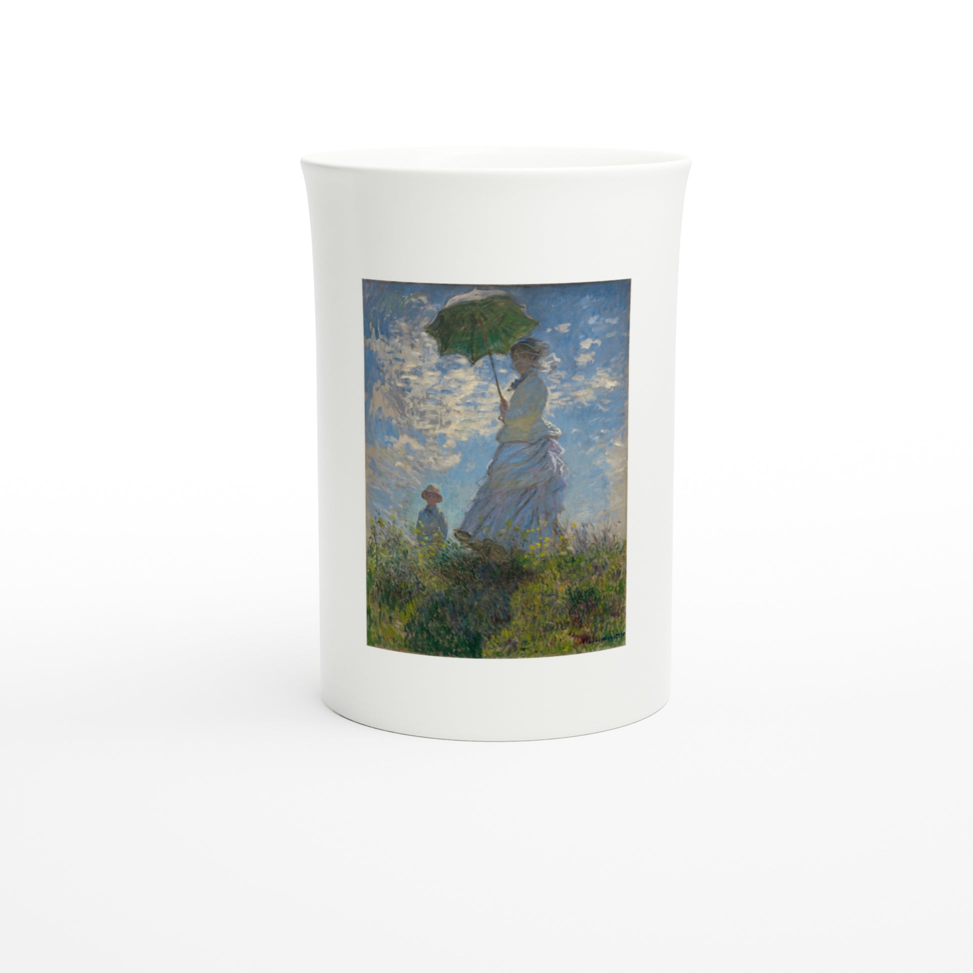 Porzellantasse mit Claude Monets Frau mit Sonnenschirm, Frontansicht