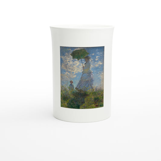 Porzellantasse mit Claude Monets Frau mit Sonnenschirm, Frontansicht