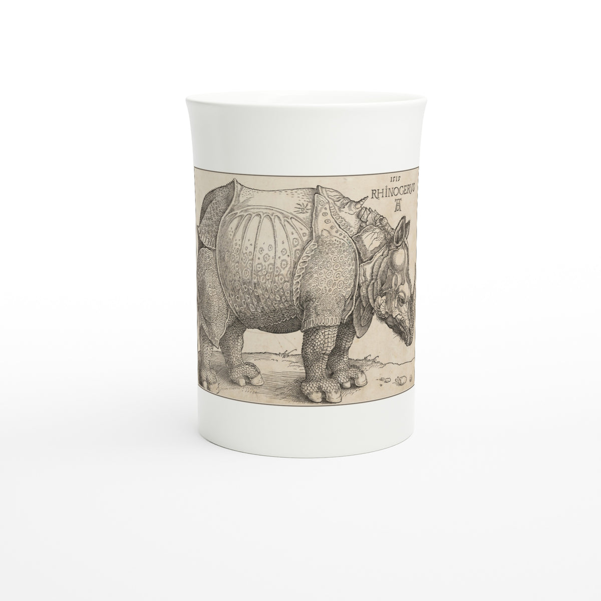 Albrecht Dürer – The Rhinoceros (1515) – Tazzarte fine porcelain mug, front view