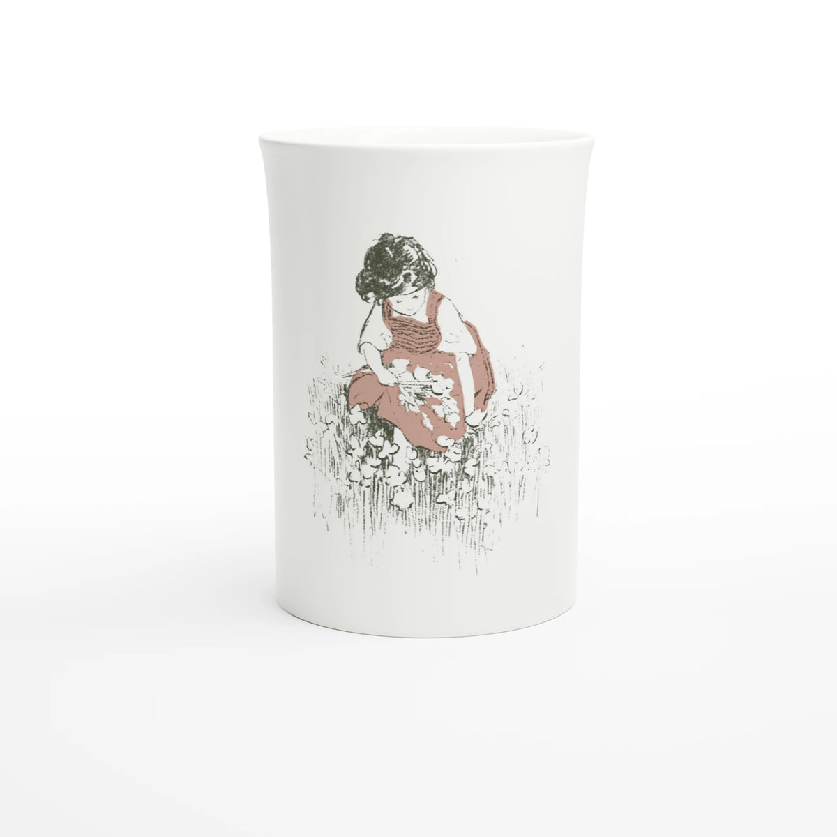 Jessie Willcox Smith, Heidi Picking Flowers, 1922 – 10 oz fine porcelain art mug, front view