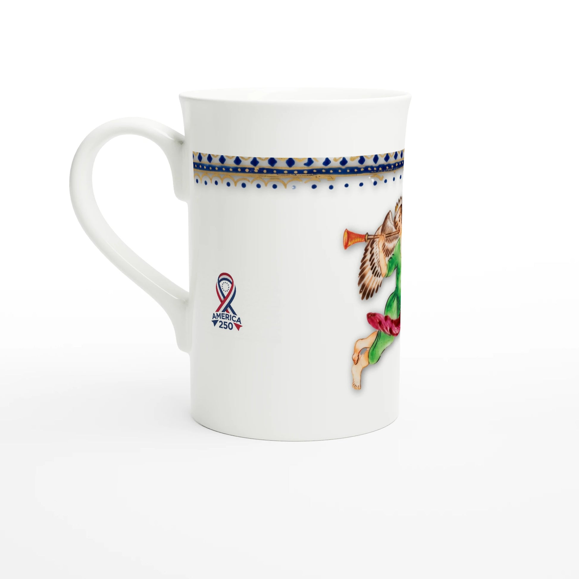 George Washington's Coffee Cup mug seen from the left, Cincinnati eagle motif wrapping around