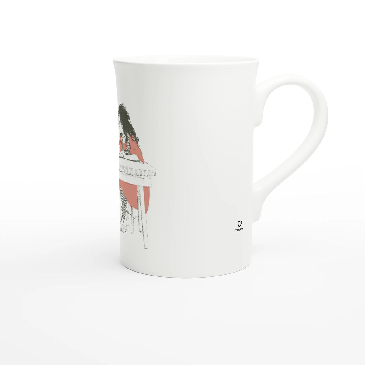 Heidi and Her Friend – porcelain art mug seen from the side, handle on the right