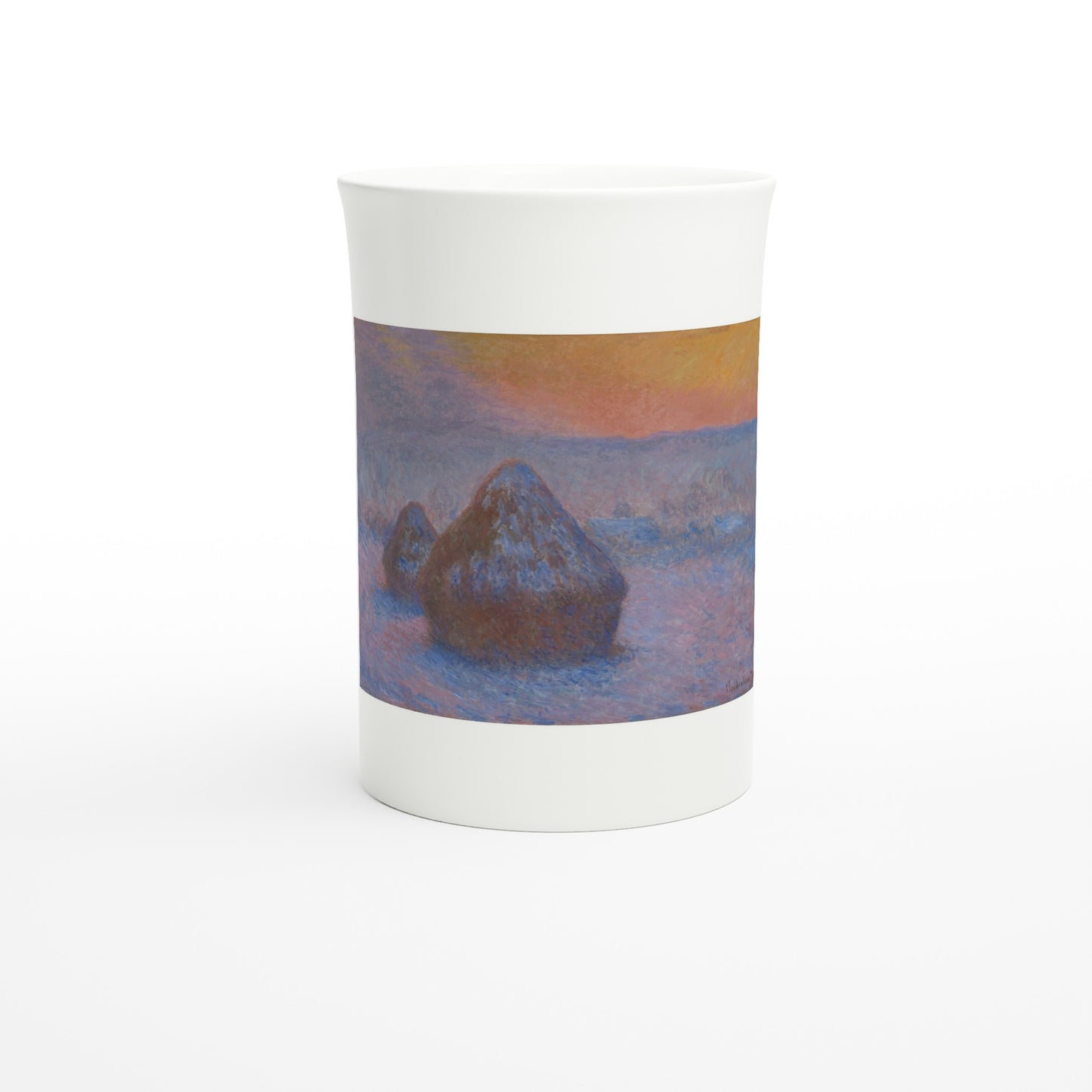 Claude Monet – Stacks of Wheat (Sunset, Snow Effect), 1890–91 – Tazzarte fine porcelain mug, front view