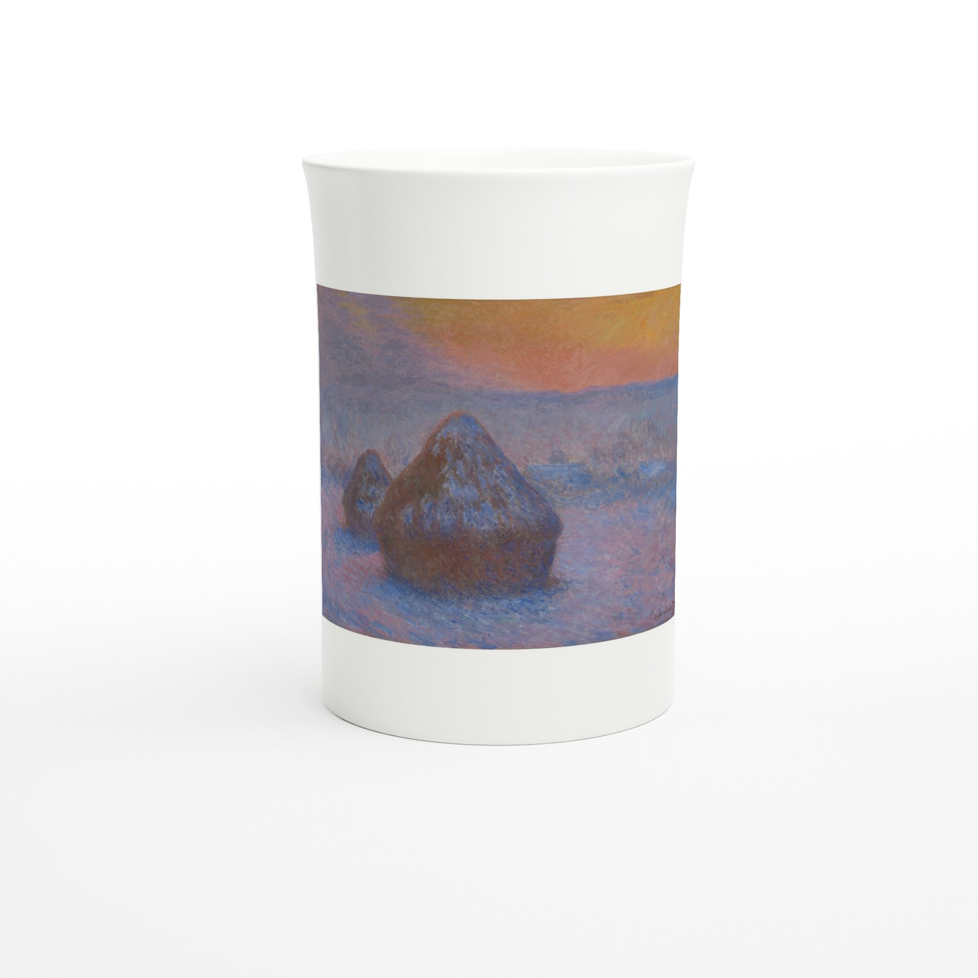 Claude Monet – Stacks of Wheat (Sunset, Snow Effect), 1890–91 – Tazzarte fine porcelain mug, front view
