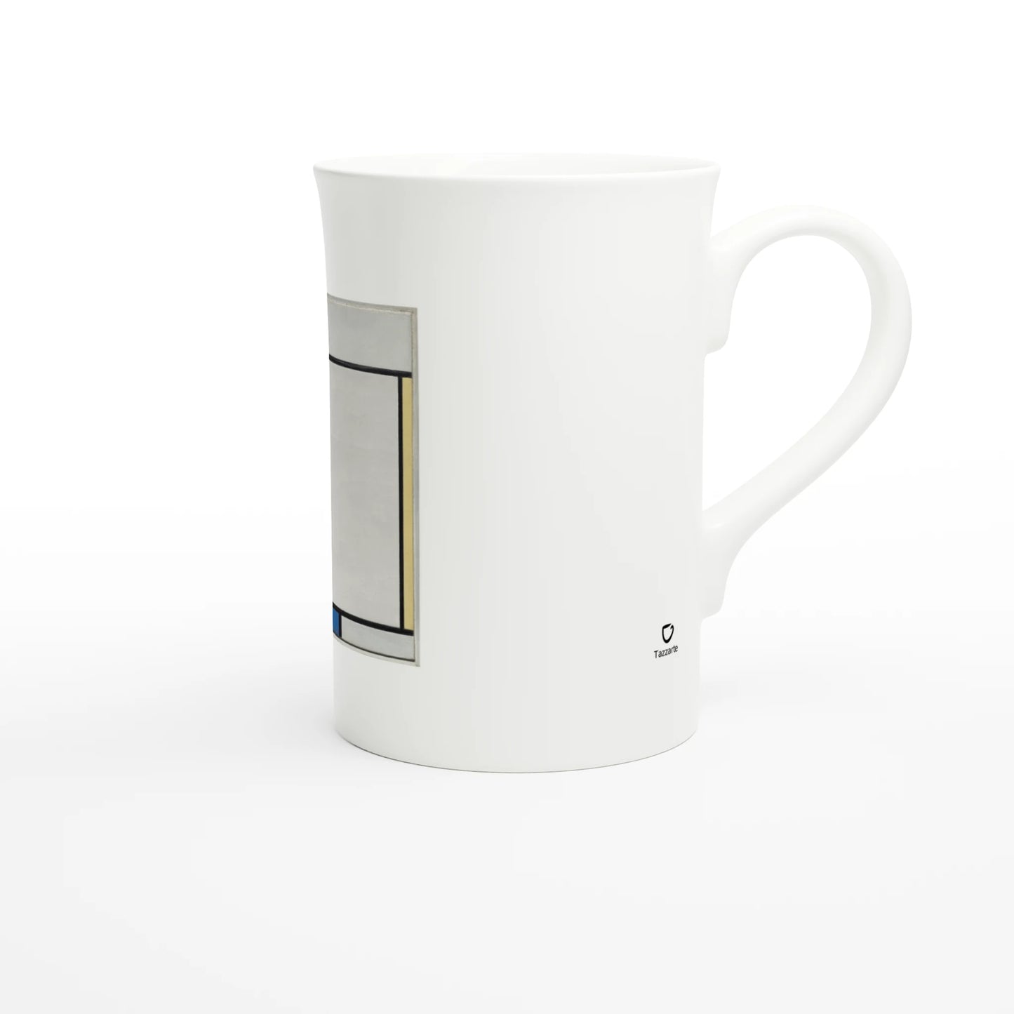 Piet Mondrian – Composition with Red, Yellow, and Blue, 1927 – Tazzarte fine porcelain mug, handle at right with the Tazzarte mark