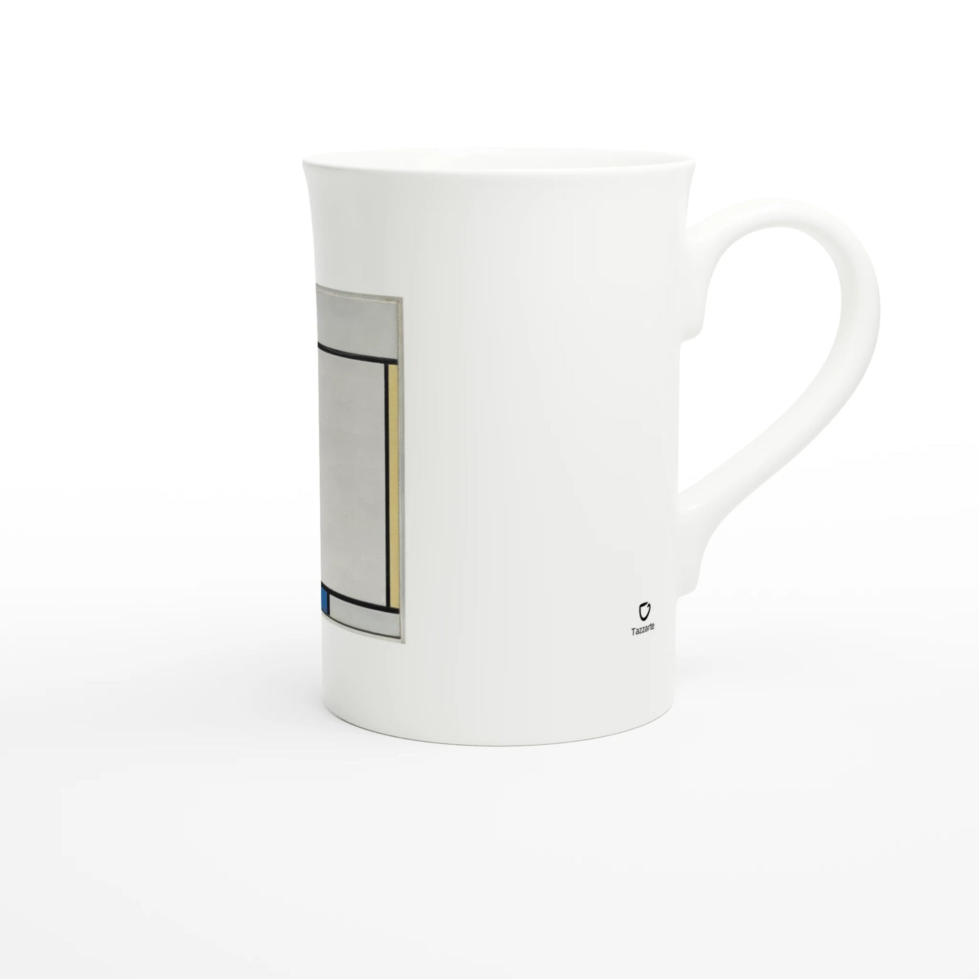 Piet Mondrian – Composition with Red, Yellow, and Blue, 1927 – Tazzarte fine porcelain mug, handle at right with the Tazzarte mark