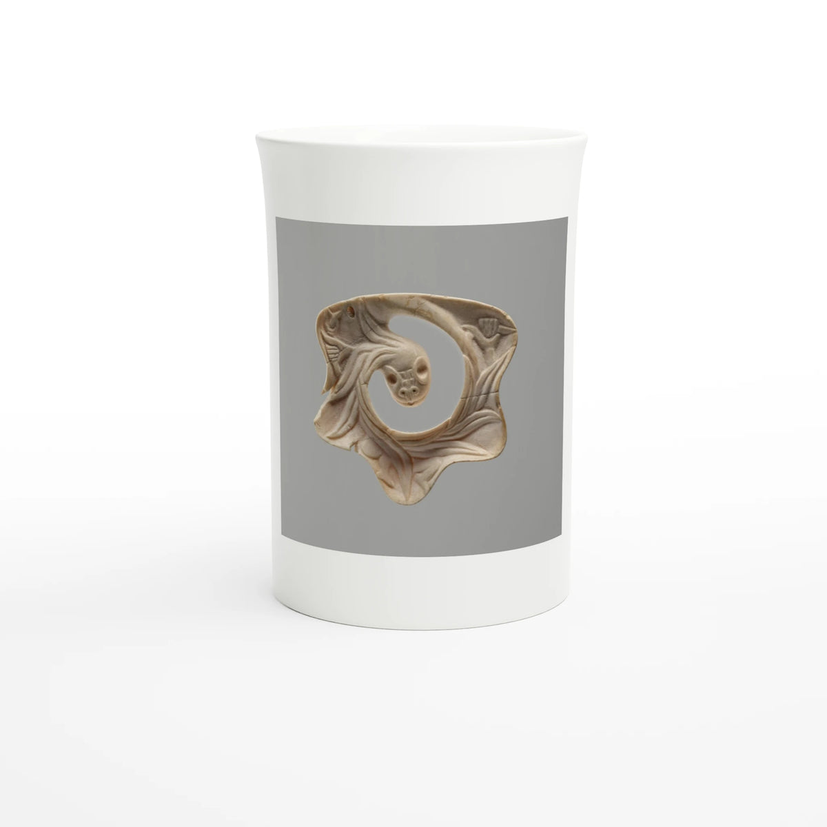 Feathered serpent pendant, Mexica – 10 oz fine porcelain art mug, front view