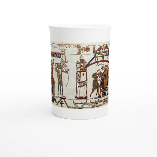 Bayeux Tapestry comet mug seen from the right, handle in view