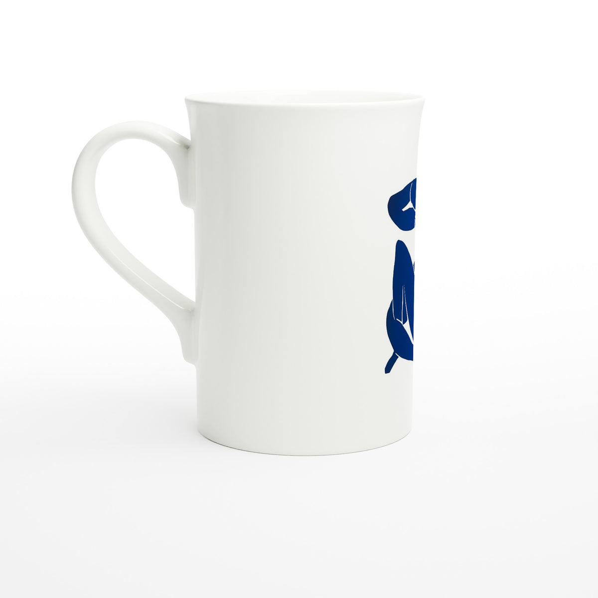 Tazzarte fine porcelain mug, right view with Tazzarte logo beside the handle