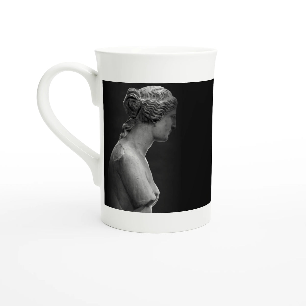 Venus de Milo, c. 130 BCE – Tazzarte fine porcelain mug, handle at left with the bust in profile