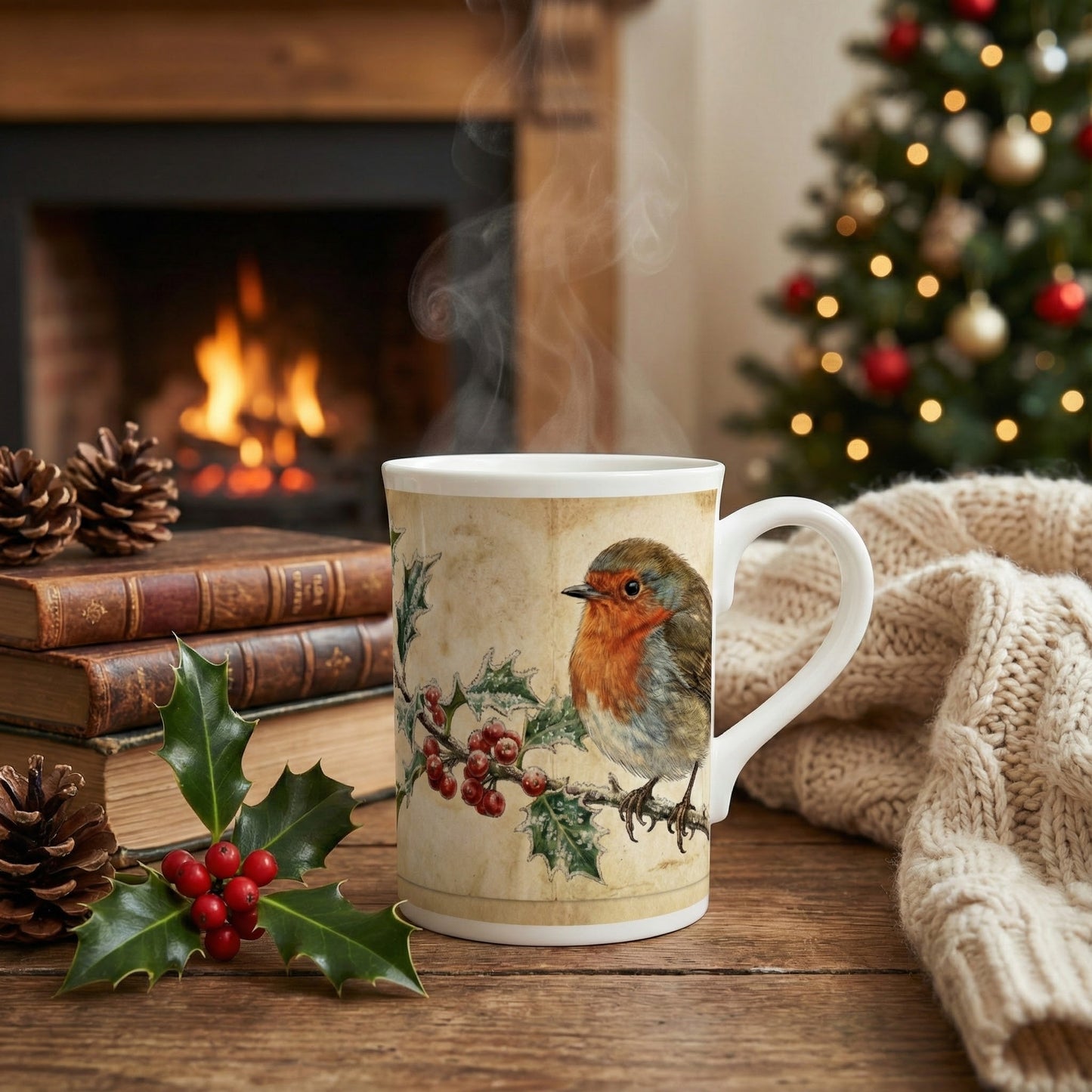 Victorian Robin – Fine Porcelain Slim Mug (10oz)